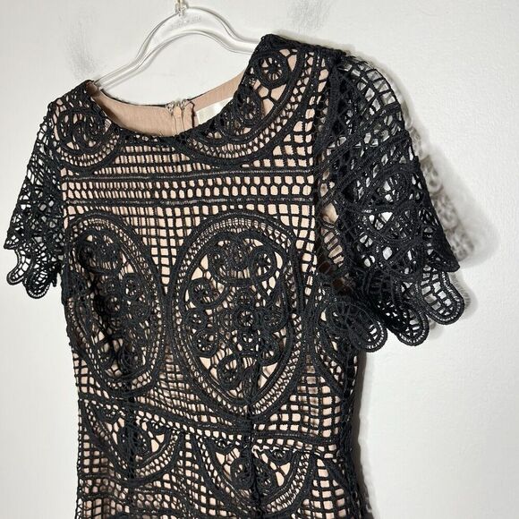 JOA Los Angeles Dress Womens Medium Lace Overlay Short Sleeve Wedding Guest Boho - Picture 10 of 11